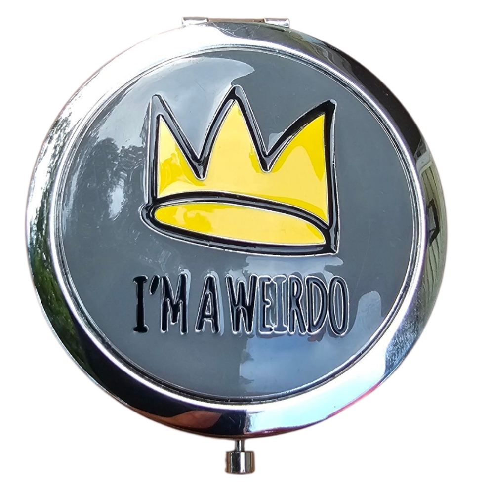 'I'm A Weirdo' Gray and Yellow Crown Compact Mirror 2.75" D. Riverdale/Netflix